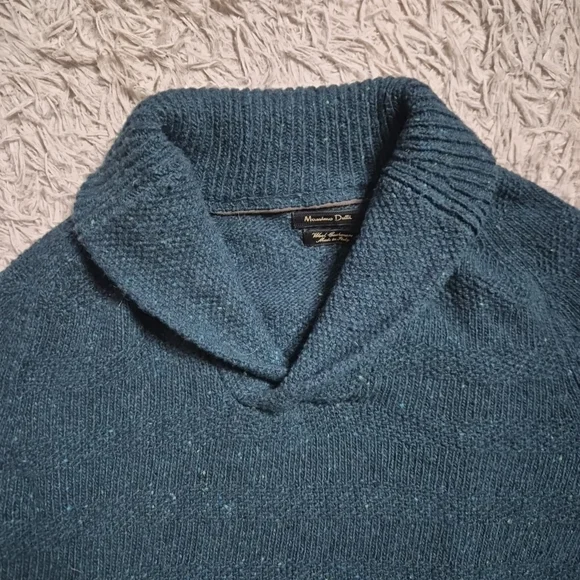Massimo Dutti Sweater Wool Cashmere Size Medium M Shawl Neck Classic Preppy ✨️💫